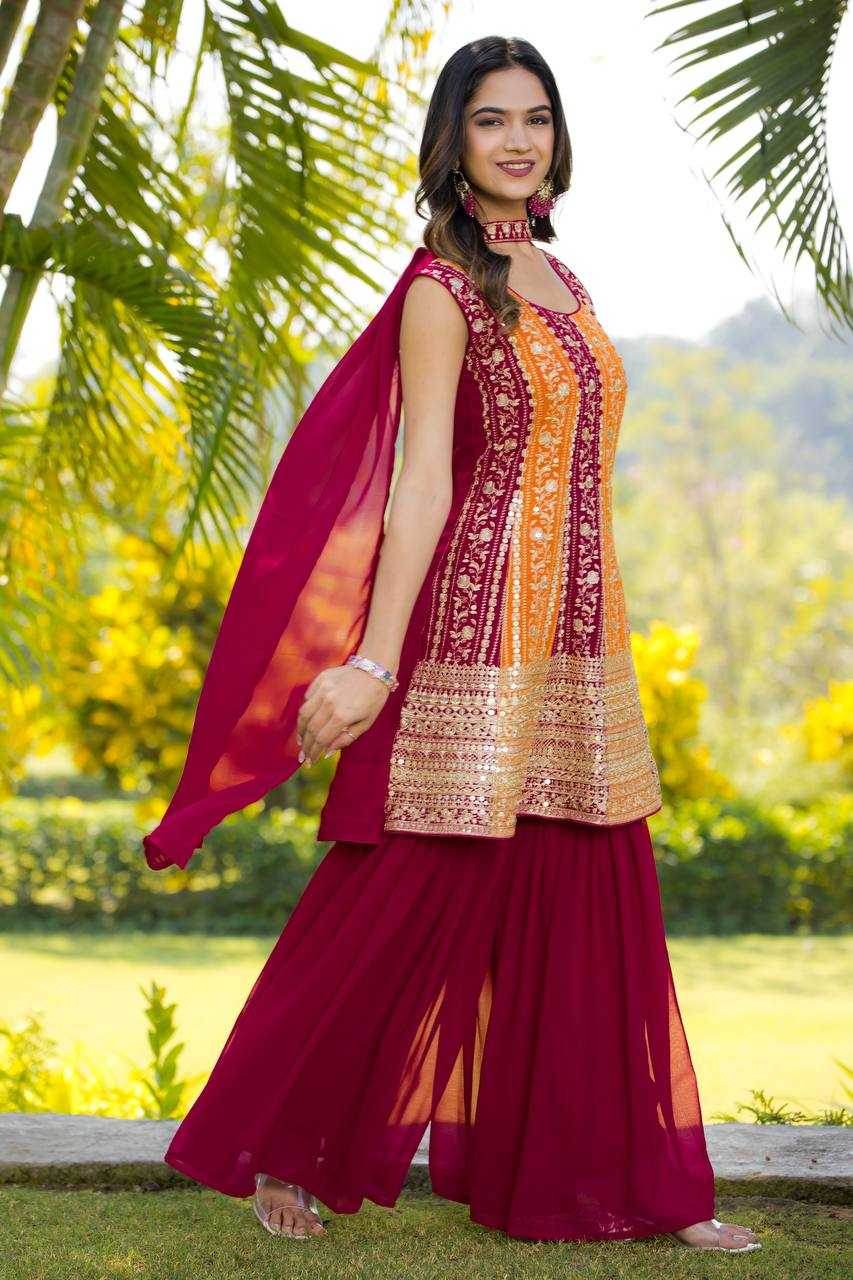 Georgette Sharara Salwar Suit - MYLUXURY LANE ENTERPRISE